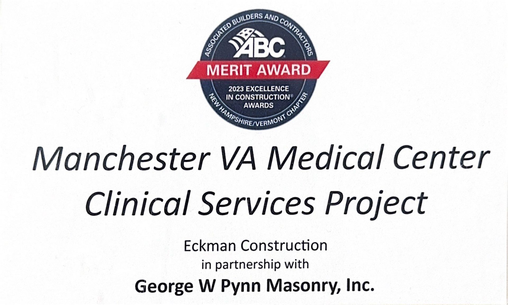 A sign that says manchester va medical center clinical services project