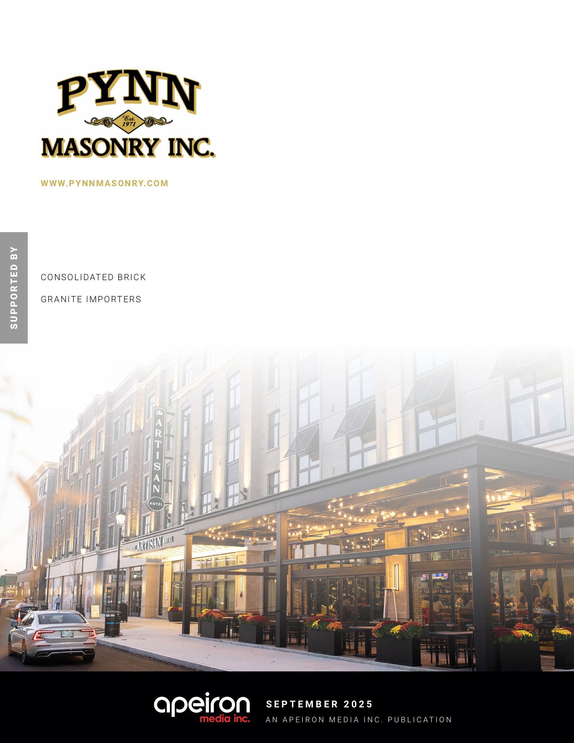 Pynn Masonry Inc. letterhead with a building exterior photo. The logo is at the top.
