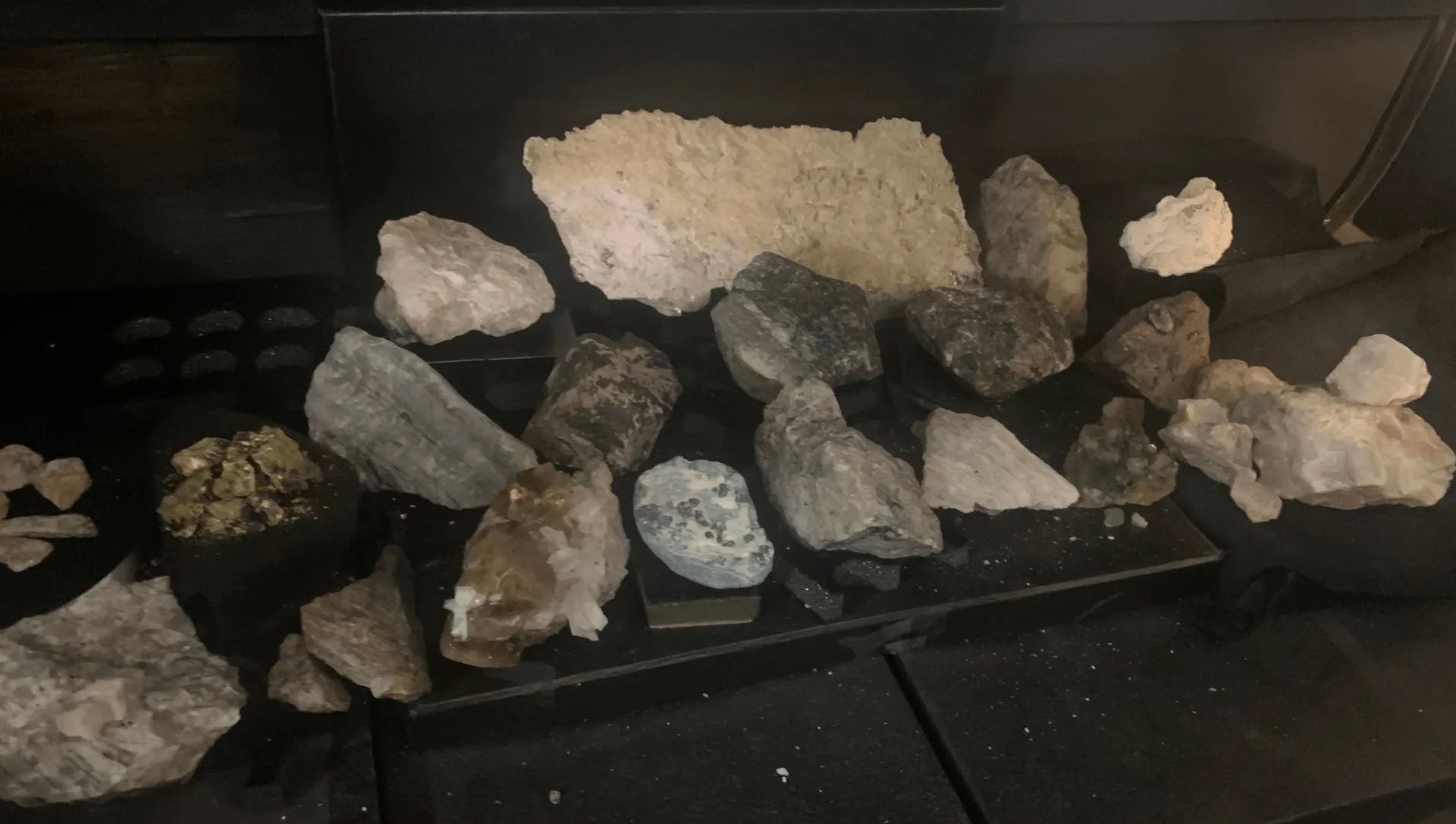 There are many different types of rocks on the table.