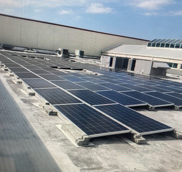 A roof with a lot of solar panels on it