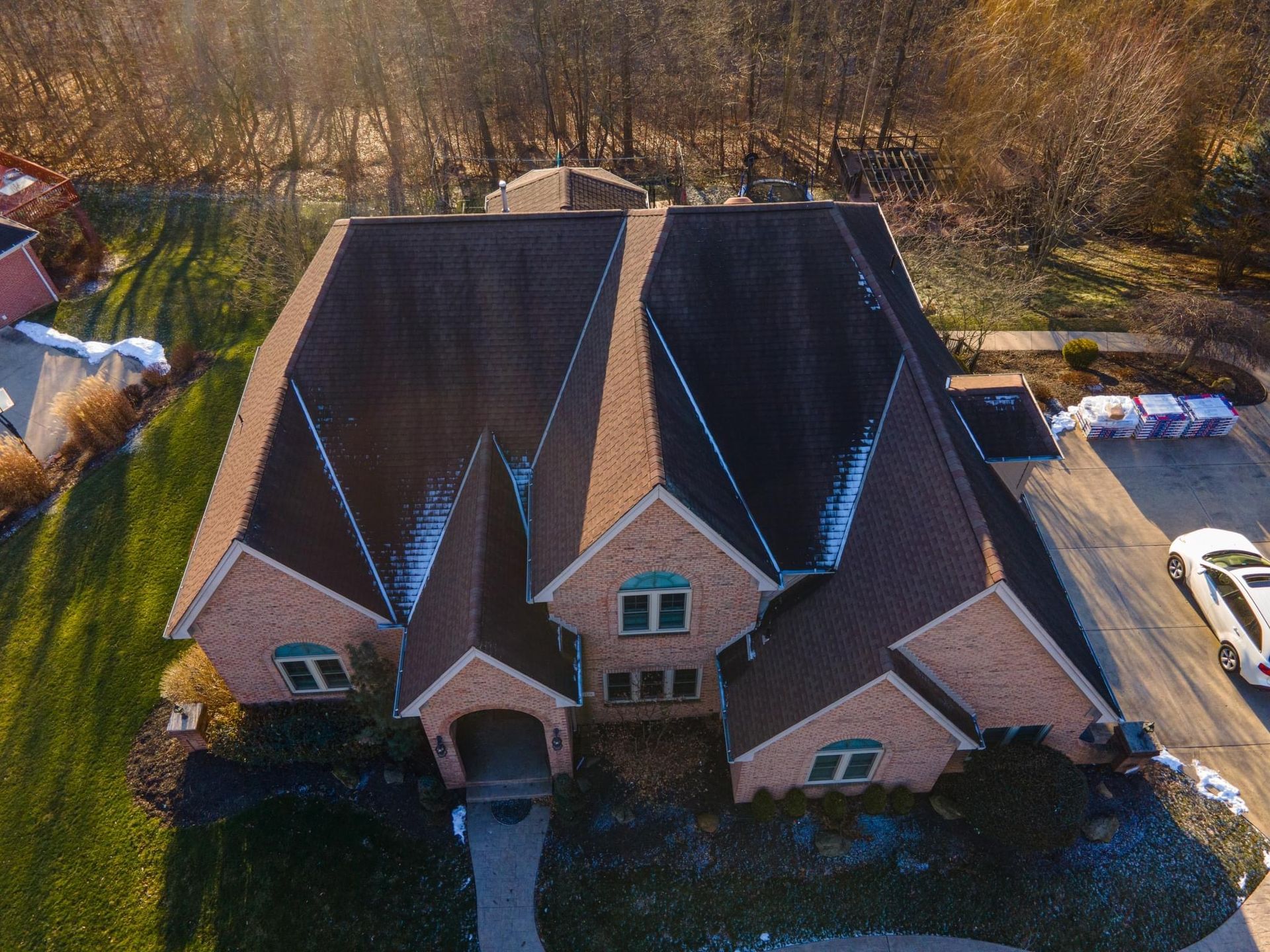 House roof renovated top view