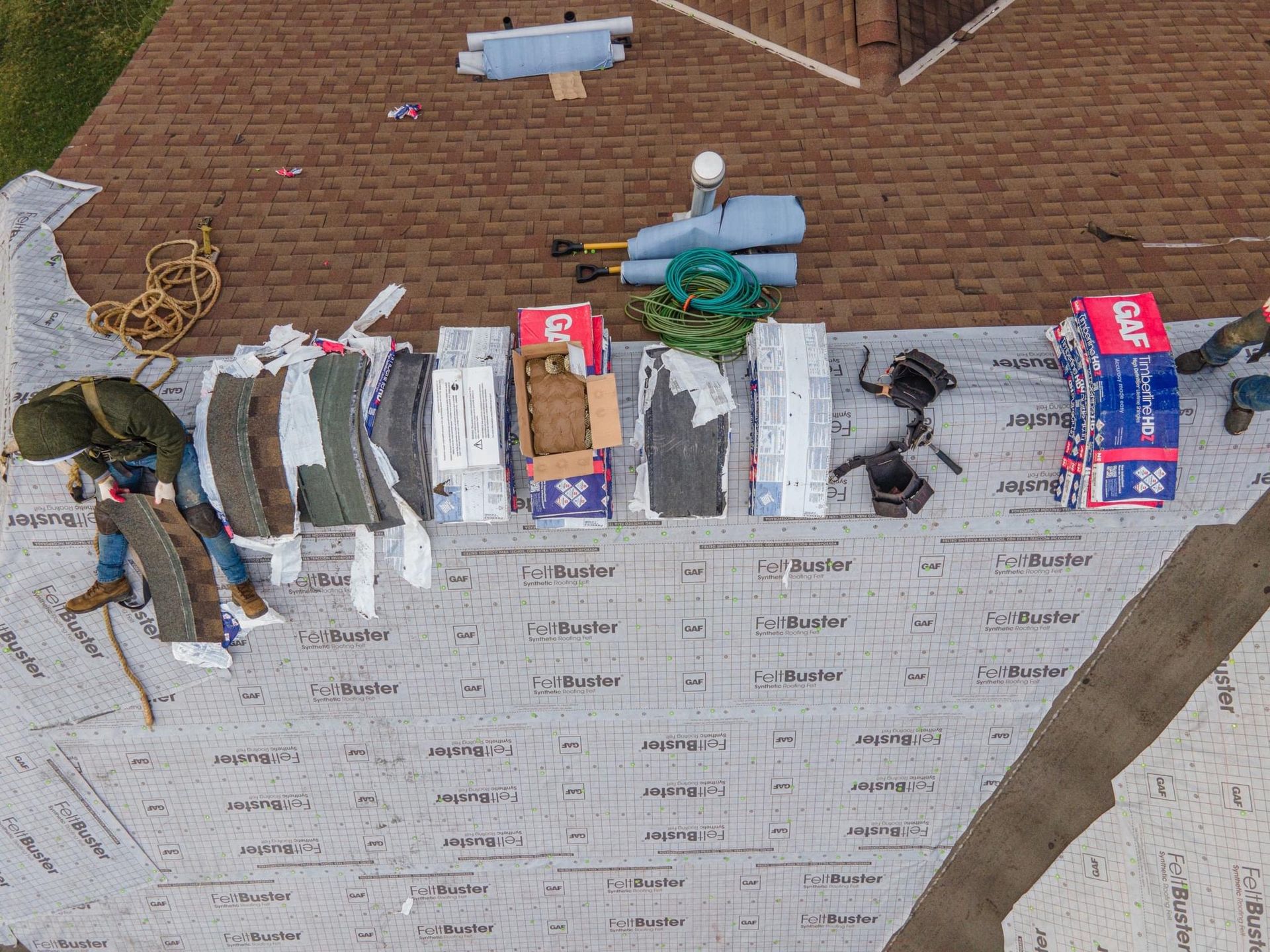 Roof being installed