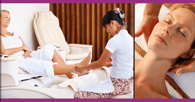 Happy and relax women availing therapeutic massage