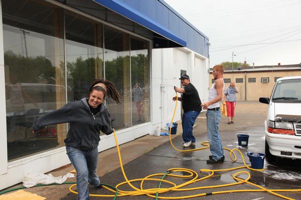 Man and woman having fun