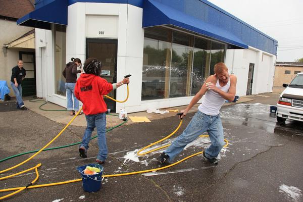 Man and woman having fun