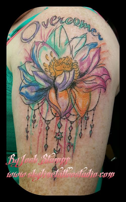 Colorful flower tattoo