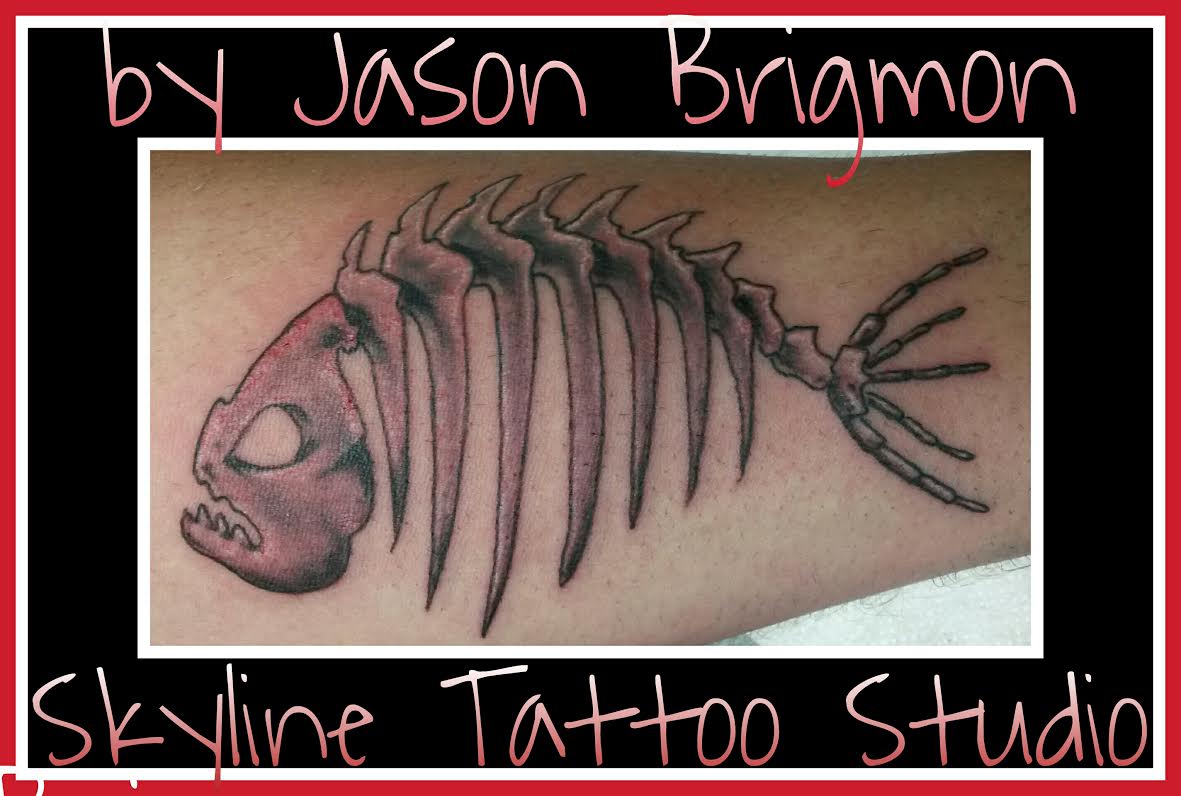 Fish bone tattoo
