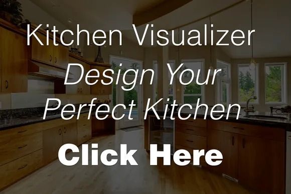 a kitchen with the words kitchen visualizer design your perfect kitchen click here