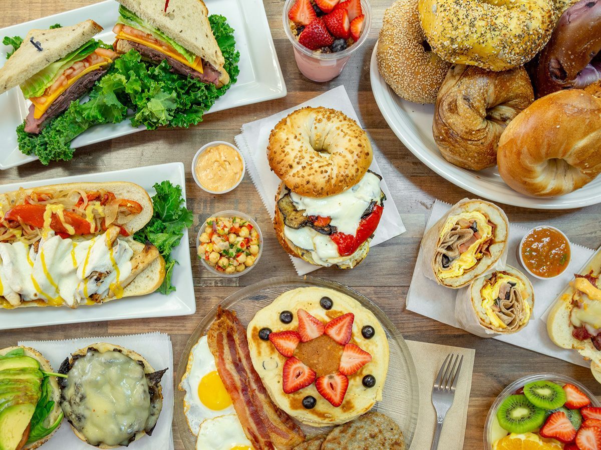 There are many different types of food on the table.