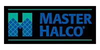 Master Halco logo with blue and teal stylized “H” on a black background