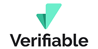 Verifiable logo with teal checkmark icon and black wordmark on white background
