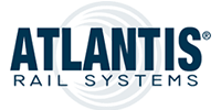 ATLANTIS Rail Systems logo in blue and gray text on a white background