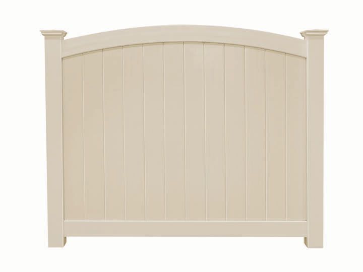 Beige arched wooden fence panel with square posts