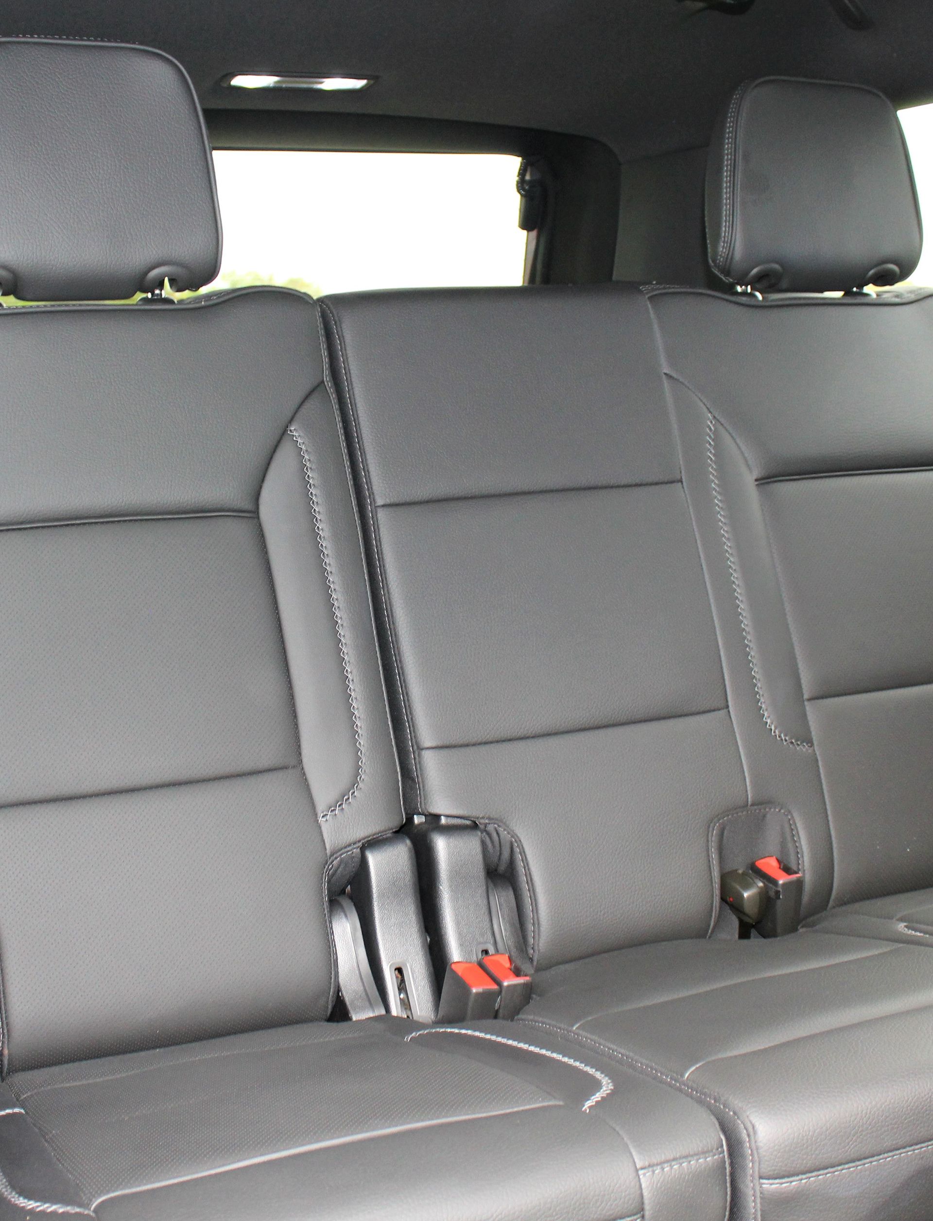 A close up of the back seat of a car