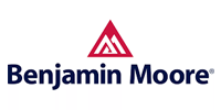 The Benjamin Moore company logo, featuring a red triangle icon above the brand name in dark blue text.