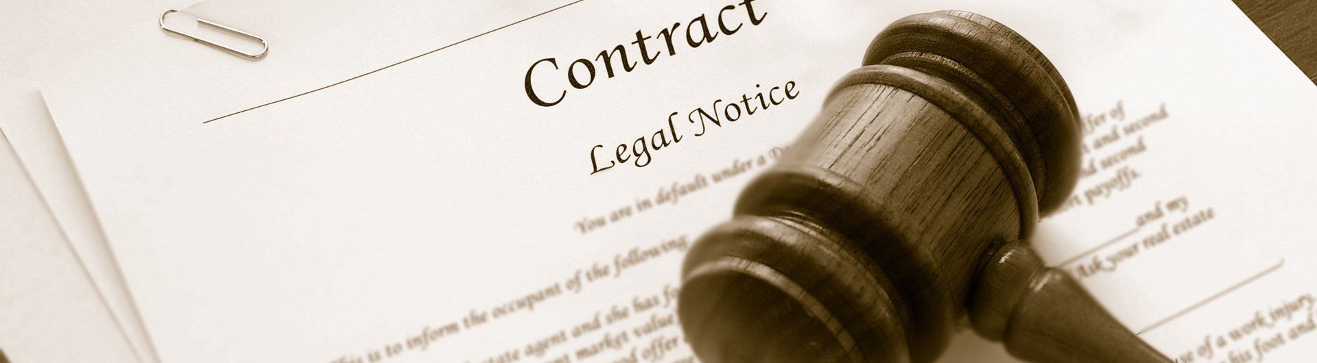 Contract document and gavel
