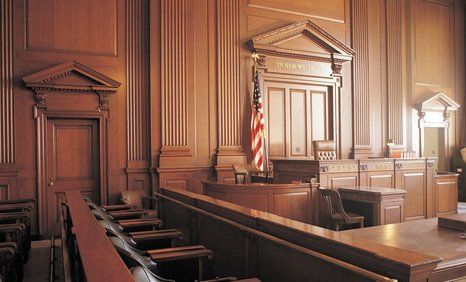 Courtroom with flag of America