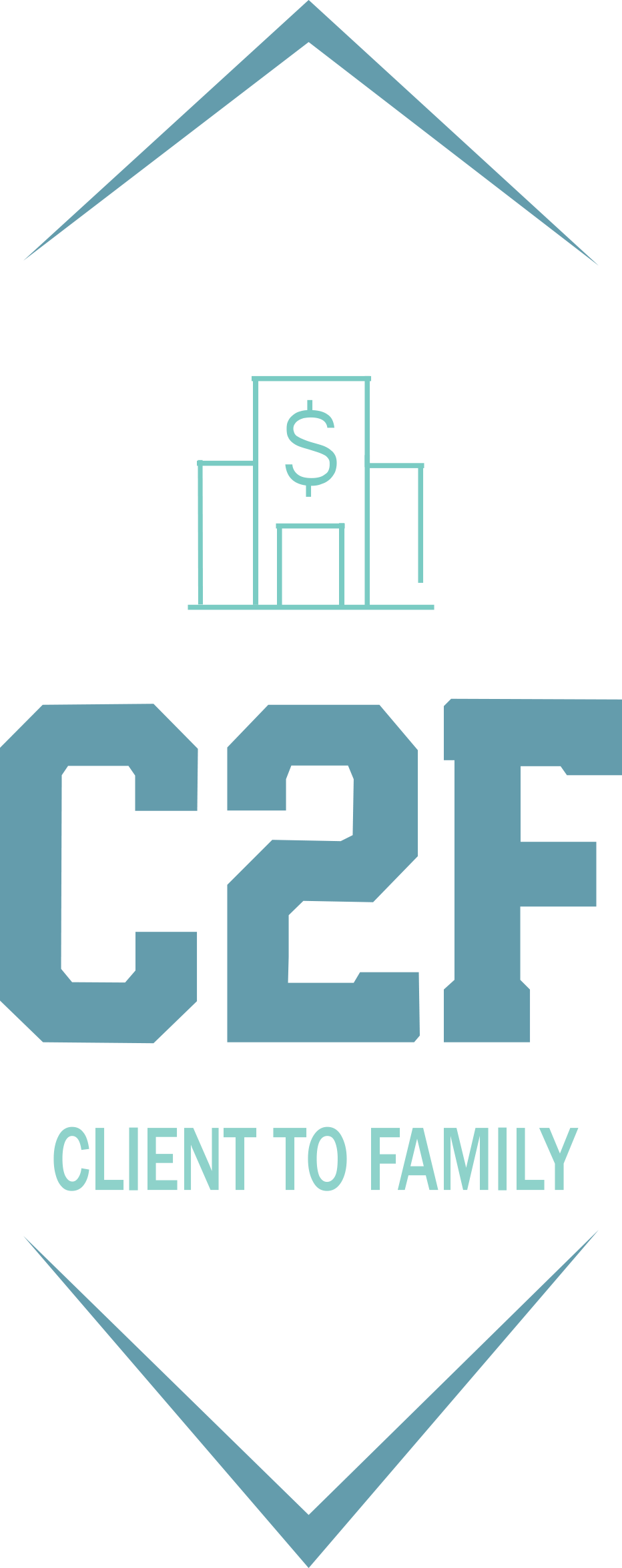 Logo with a bank icon, C2F text, and 
