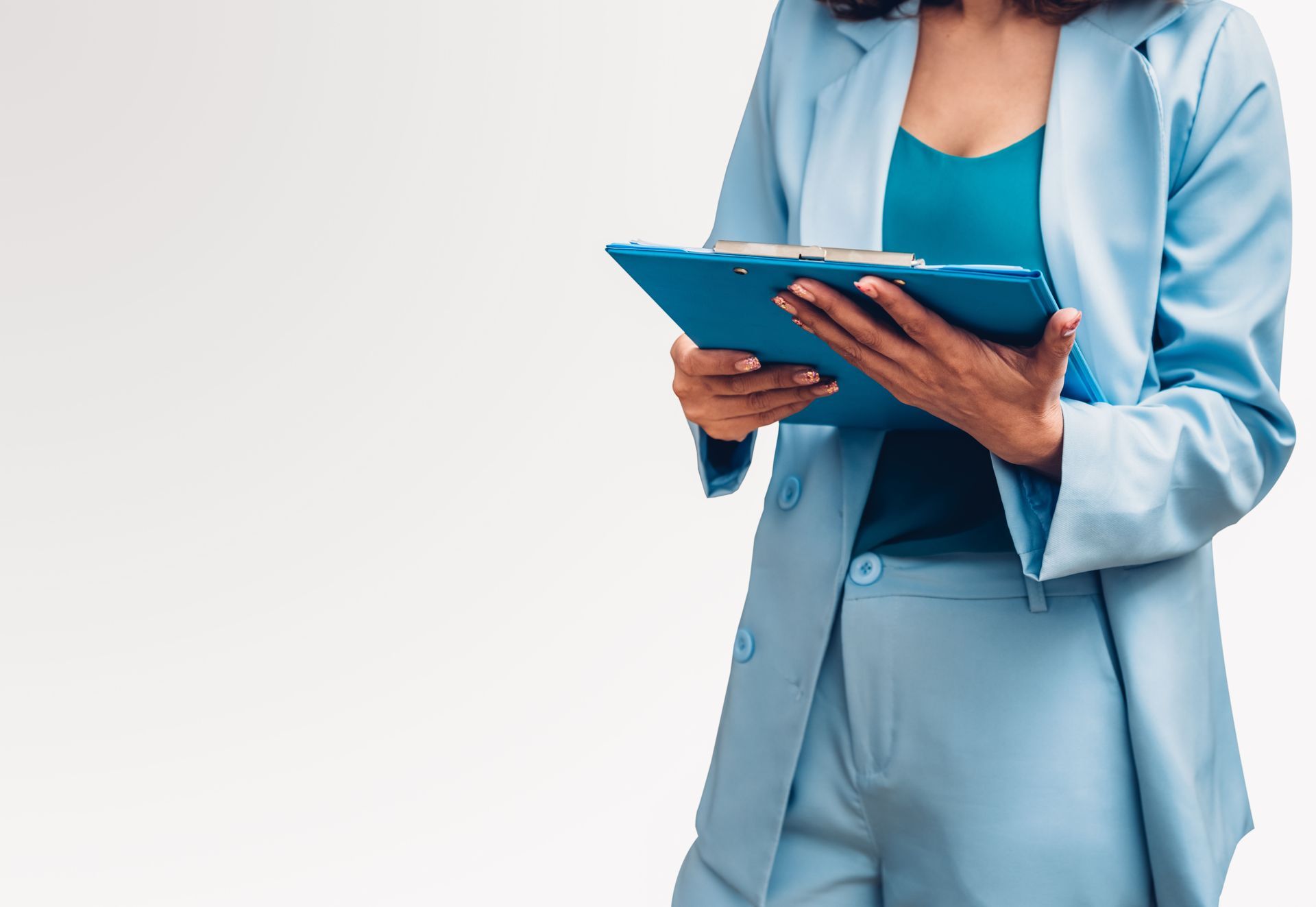 Custom women's blue suits