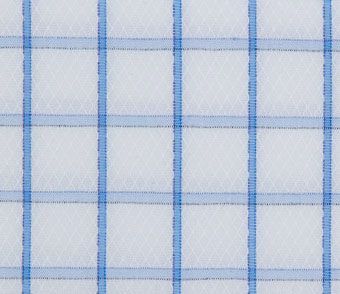 A close up of a white and blue plaid shirt