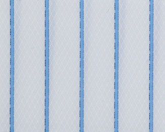 A close up of a white and blue striped fabric