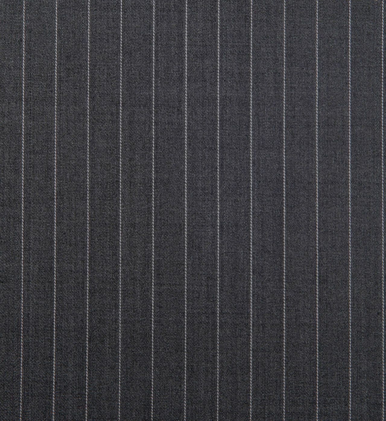 A close up of a mid gray striped fabric with white stripes