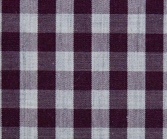 A close up of a purple and white checkered fabric