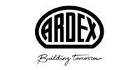 ARDEX logo: black text within a black oval; 