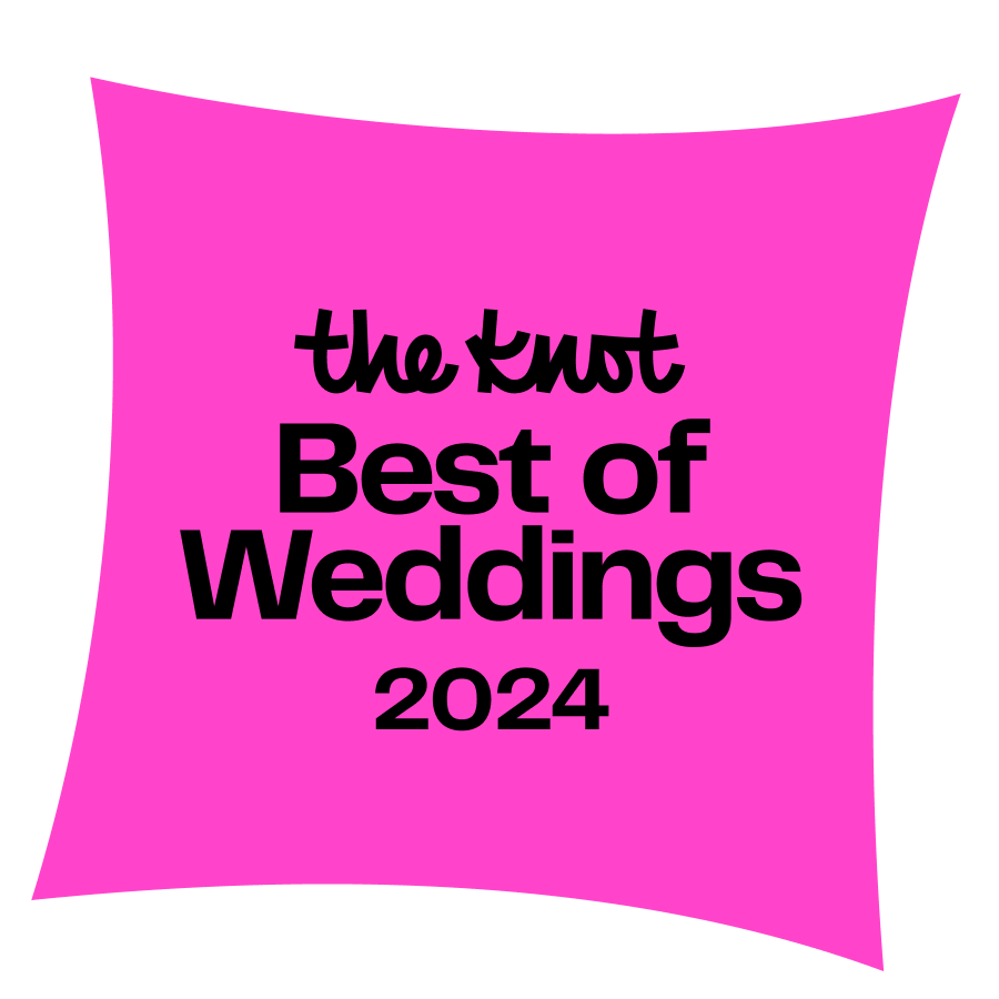 A pink pillow with the words `` the knot best of weddings '' written on it.