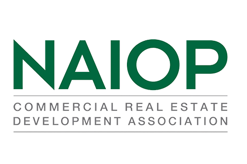 The logo for the commercial real estate development association is green and white.