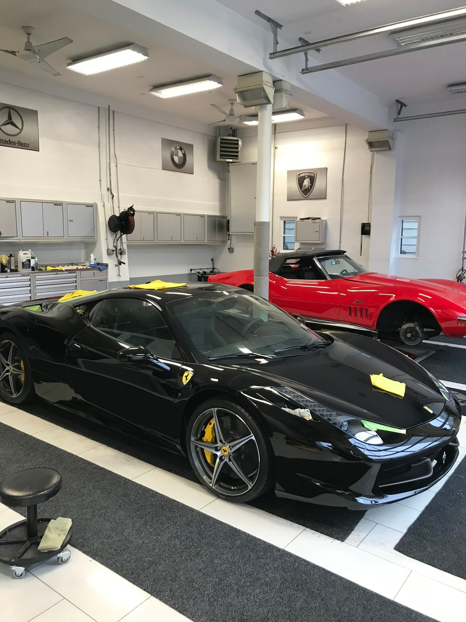 black and red ferrari
