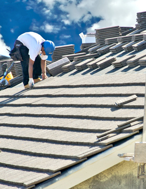 Contractor installing new roof
