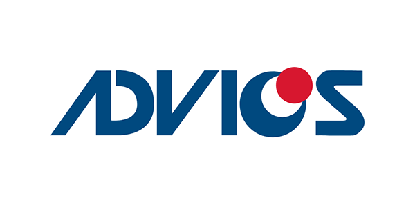ADVIOS logo in blue with a red dot above the “i”