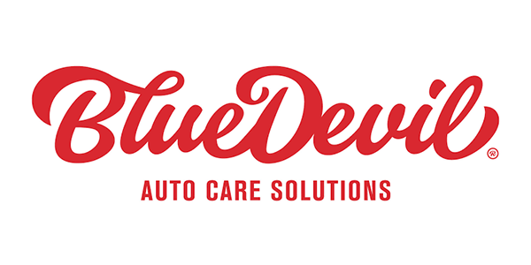 Blue Devil Auto Care Solutions logo in red and black text on a white background