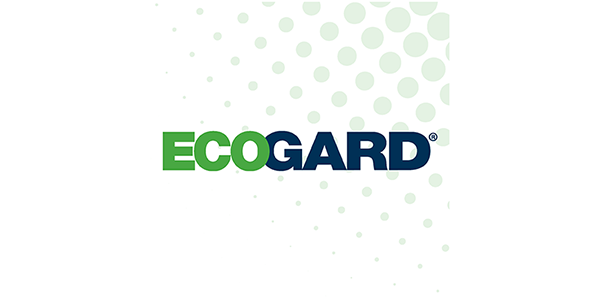 EcoGard logo in green and blue on a white background with subtle dotted accents