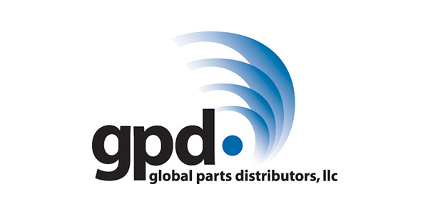 Gpd global parts distributors, llc logo with blue swoosh graphic