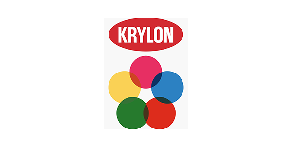 Krylon logo with red oval wordmark above four colorful overlapping circles