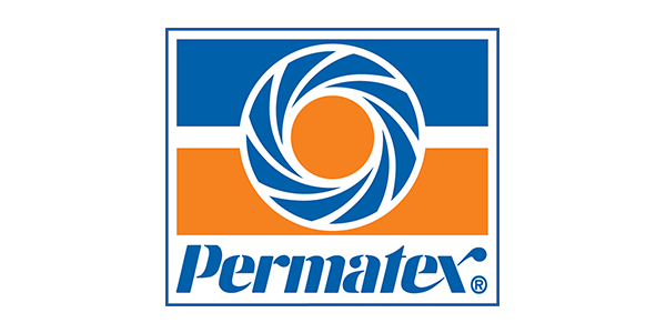 Permatex logo with blue and orange swirl design and text.