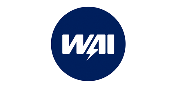 White WAI logo on a dark blue circle background.