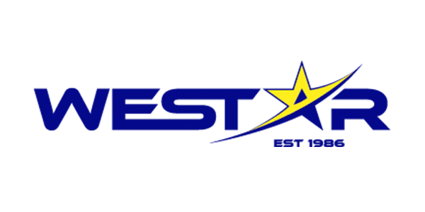 Westar logo in blue and gold with a star and “EST 1986” text