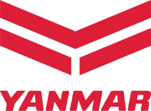 Yanmar logo with red chevrons and red wordmark on a white background