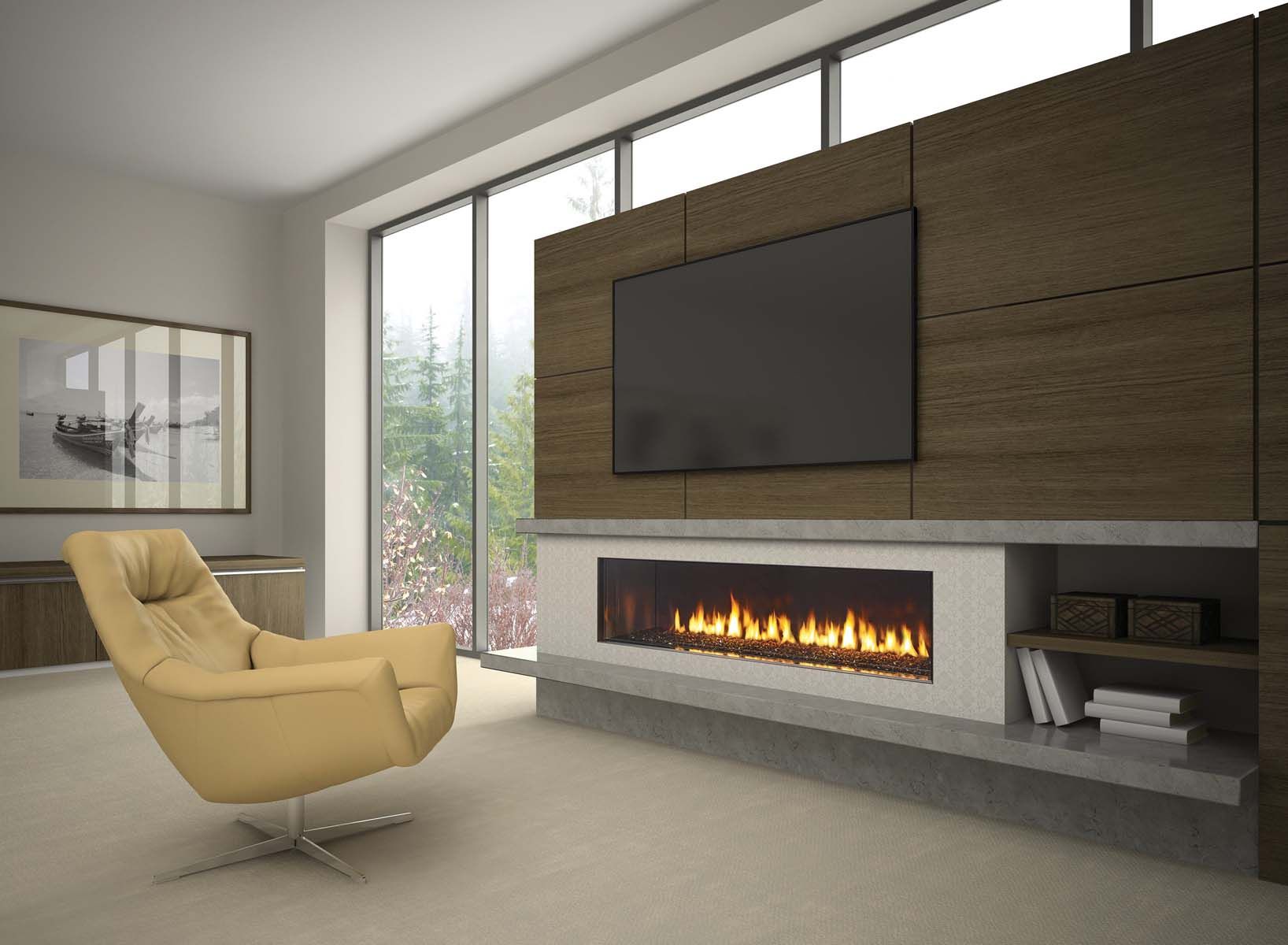 A living room with a fireplace and a flat screen tv