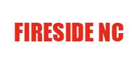 The logo for fireside nc is red on a white background.