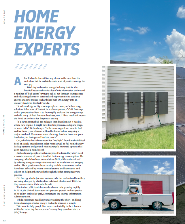A page from a magazine titled home energy experts.