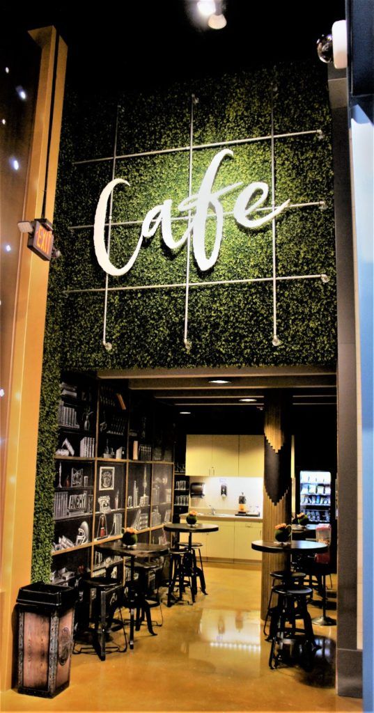 cafe with wall green design