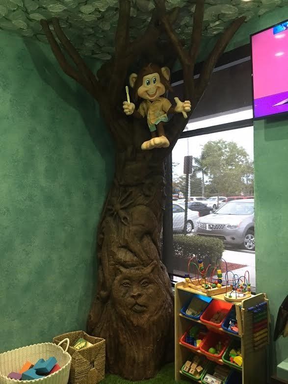 3D character and a tree