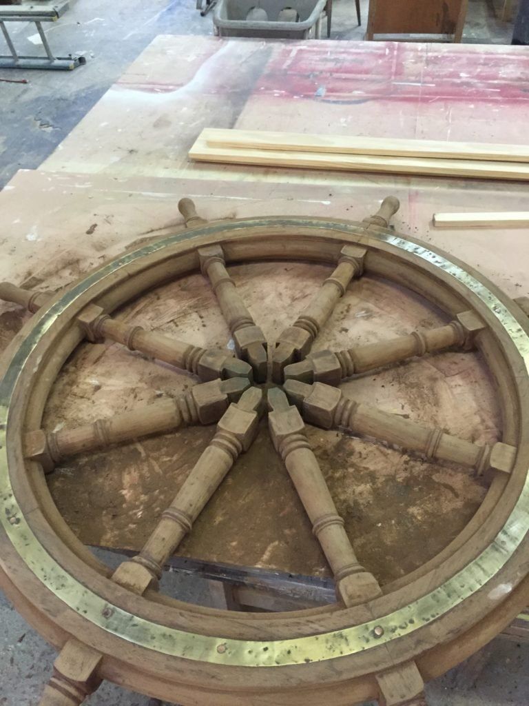 boat wheel in progress