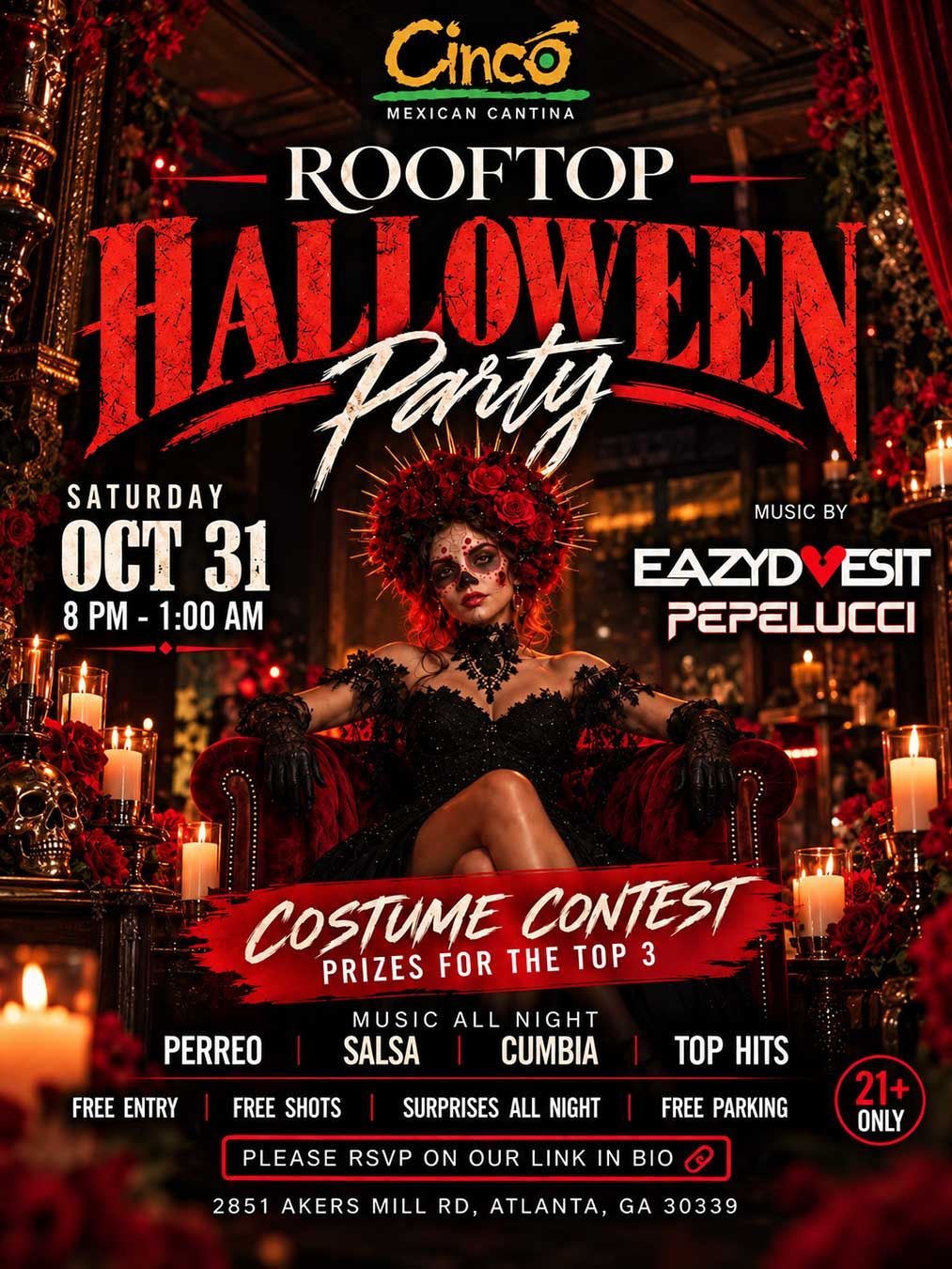 Rooftop Halloween Party flyer