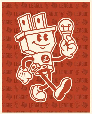 A mascot for the texas league is wearing a top hat and holding a light bulb.
