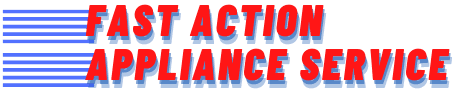Fast Action Appliance Service logo in red and blue with horizontal blue stripes
